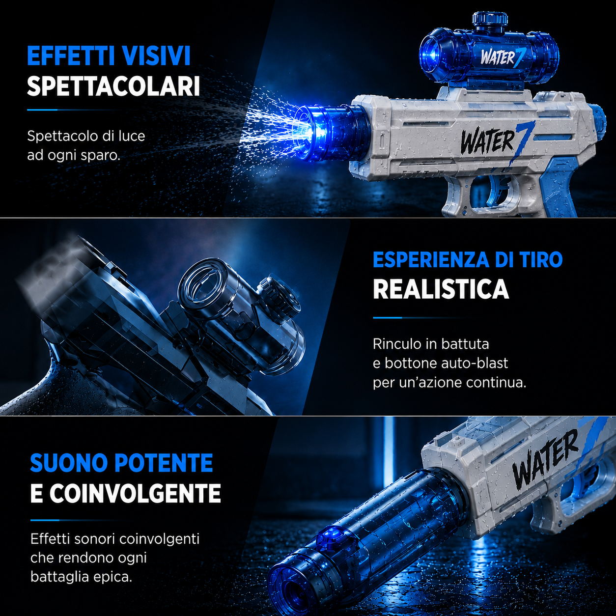 Water7™ Pro — Pistola ad Acqua LED Elettrica